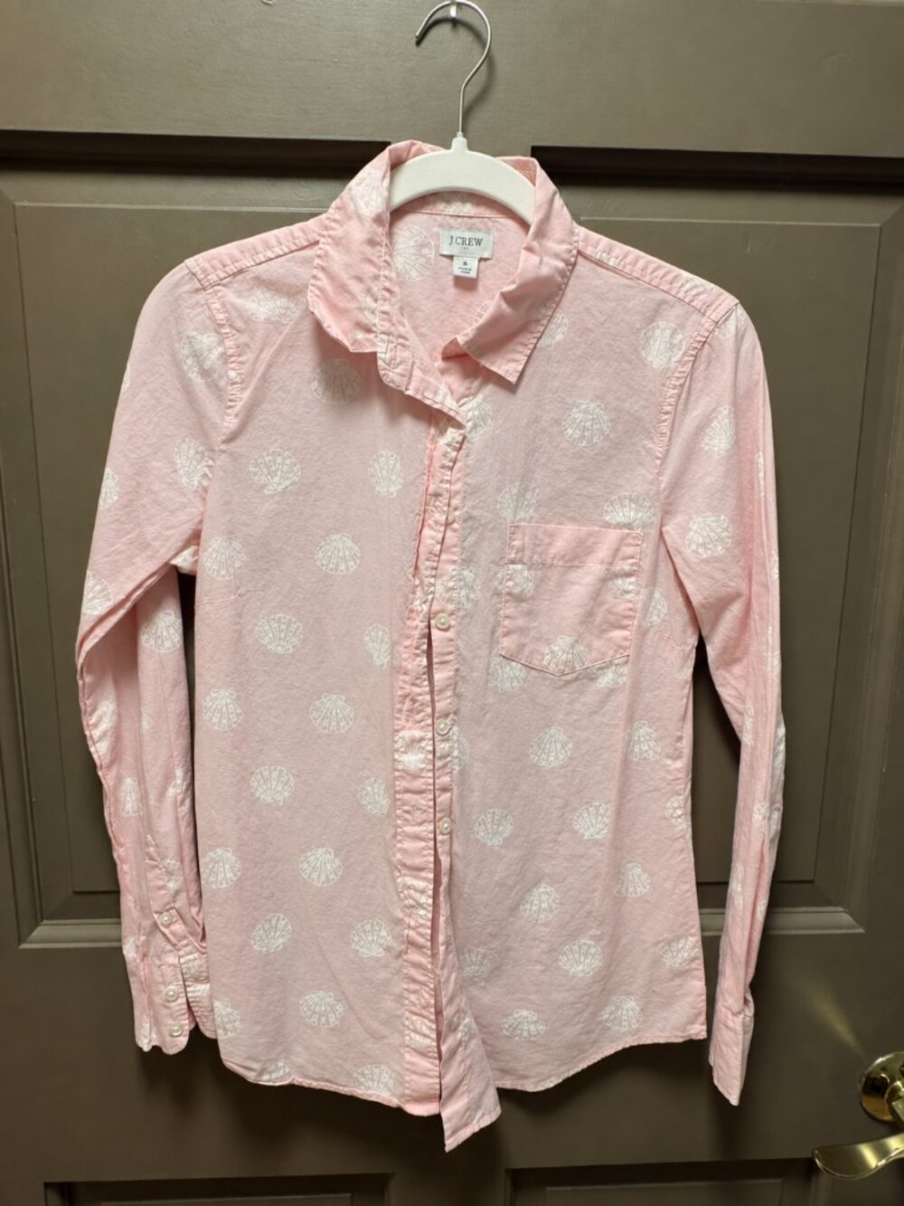 J.Crew Pink White Seashell Print Button Down Shirt Small